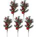 5Pcs Artificial Red Berry Pine Snowy Flower Picks Faux Berry Spray Flower Branch Home Holiday Wedding Party DIY Christmas Tree Crafts Decor