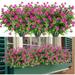 ZOELNIC 8PACK Artificial Flowers No Fade Faux Plants Indoor Outdoor Greenery for Wedding Party Home Garden Fireplace Decor Pink