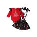 xingqing 0-18 Months Christmas Newborn Baby Girls Skirt Sets Letters Print Ruffle Sleeve Romper+Plaid Suspender Skirt+Headband Xmas Outfits Red 12-18 Months