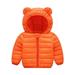 Clearance! ZCFZJW Winter Warm Down Coats with Cute Ear Hoodie for Kids Baby Boy Girls Super Thick Padded Puffer Jacket Lightweight Zip Up Hooded Coat Outwear(Orange 18-24 Months)