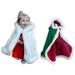 Kid Toddler Christmas Cloak Winter Warm Faux Fur Trim Hooded Cape Cosplay Party Robe