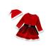 xingqing 1-6Y Christmas Toddler Girls Santa Dress Velvet Ruffle Long Sleeve Sequin Princess Dresses Fur Trim Xmas Dress Red 12-24 Months