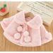 Infant Girl Lapel Long Batwing Sleeve Jacket Coats Pearl Button Decorated Cardigan Cloak Outwear