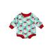 Peyakidsaa Baby Boys Girls Christmas Romper Santa Claus Gift Box Print Round Neck Long Sleeve Bodysuit