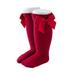 Kids Baby Girls Cotton Long Socks Solid Color Big Bow Knee High Stocking Princess Leg Warmer Floor Slipper Winter