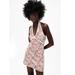 Zara Dresses | Nwot Zara Mini Knit Floral Halter Dress V-Neck | Disco Vibes | Color: Pink/White | Size: M