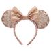 Disney Accessories | Disney Minnie Ears Headband - Rose Gold Ears With Bow | Color: Pink | Size: Os