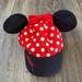 Disney Accessories | Disney Parks Minnie Mouse Polka Dot Baseball Cap Hat Ears Disneyland Size Youth | Color: Black/Red | Size: Youth