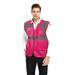 Toptie 5 Pockets High Visibility Safety Vest with Reflective Strips Working Uniform Vest-Hot Pink-L