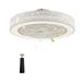 Loyalheartdy 21.6 LED Round Ceiling Fan Light Invisible White Iron Acrylic 3-Speed 3-Color Timing Pendant Fan Lamp w/Remote