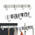 EASTIN 2PCS Home Bathroom Sundries Storage Rack Kit -- 1*Broom and Mop Holder Wall Mounted 1*Wall-Mounted Coat Rack