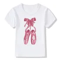 T-shirt décontracté Harajuku Bowvétérans t Ballet Shoe Print pour filles vêtements pour enfants