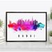 Pera Print Dubai Skyline United Arab Emirates Poster Dubai Cityscape Painting Dubai United Arab Emirates Poster Cityscape and Landmark Print Home Wall Art Office Wall Decor - 27x40 Inches