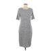 Lularoe Casual Dress - Sheath Scoop Neck Short sleeves: Gray Print Dresses - Women's Size Medium