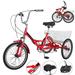 MOPHOTO 26 Adult Tricycle Folding Three Wheel Cruiser Bikes 7 Speed Portable Trikes with Cargo Basket for Men & Women Outdoor Cycling Red