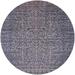 Ahgly Company Machine Washable Indoor Round Industrial Modern Purple Navy Blue Area Rugs 6 Round