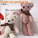ODOMY 6.3in Mini Bear Plush Toy Lovely Bear Short Plush Toy with Cute Bow Decorative Push Bear Doll For Ornament Pendant Brown