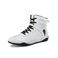 Kesitin Women & Men Nonslip High Top Trainers Sports Slip Resistant Boxing Shoe Lace Up Wrestling Shoes White 5.5