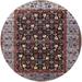 Ahgly Company Machine Washable Indoor Round Industrial Modern Gunmetal Gray Area Rugs 7 Round