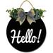 Eveokoki 11 Hello Sign Hello Front Door Round Wood Sign Hanging Wooden Hello Sign Front Door Hanging Hello Plaque Wreath Art Board Rustic Home Decor Farmhouse Porch Decor