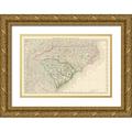 Rand McNally 18x13 Gold Ornate Wood Framed with Double Matting Museum Art Print Titled - North Carolina South Carolina - Rand McNally 1879