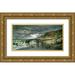 Monet Claude 24x14 Gold Ornate Wood Framed with Double Matting Museum Art Print Titled - La Pointe de la Heve 1865