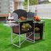 Camping Kitchen Table Folding Grill Cook Storage Picnic Cabinet Portable Outdoor Folding Camping Kitchen Grilling Stand Table Cooking Station Outdoor Portable