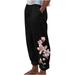 Bigersell Baggy Pants for Women Full Length Pants Women s Summer Casual Loose Cotton and Linen Pocket Printing Trousers Pants Ladies Ripped Boyfriend Pants