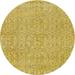 Ahgly Company Indoor Round Contemporary Caramel Brown Abstract Area Rugs 3 Round