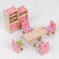 HAOAN Baby Kids Play Pretend Toy Design Wooden Doll Furniture Dollhouse Miniature Toy with 7 Pcs Family Wooden Dolls Children Gifts for Play Houses