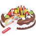 JTNero 37pcs DIY Cutting Birthday Party Cake Toy with Blowing Candle Cake Food Toy High Simulation Birthday Party Cake Cosplay Play Cake Toy Set for Kids Ages 3+