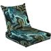 2-Piece Deep Seating Cushion Set Marble abstract acrylic Blue marbling artwork texture Agate ripple Outdoor Chair Solid Rectangle Patio Cushion Set