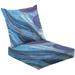 2-Piece Deep Seating Cushion Set Blue marble gold abstract texture Indigo blue marbling natural luxury Outdoor Chair Solid Rectangle Patio Cushion Set