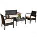 BMUERS 4 Pieces Patio Furniture Sets Rattan Chair Wicker Set Outdoor Bistro