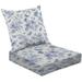 2-Piece Deep Seating Cushion Set Vintage floral Seamless Wild Roses butterflies Blue white Toile Outdoor Chair Solid Rectangle Patio Cushion Set