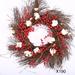 The Holiday Aisle® 24" Winter Christmas Front Door Sunburst Wreath, Red Berry & Cotton Wreath Wood/Twig in Brown/Red/White | Wayfair