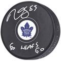 Mark Giordano Toronto Maple Leafs Autographed Hockey Puck with "Go Go" Inscription