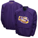 Men's Franchise Club Purple LSU Tigers Windshell Big Logo V-Neck Pullover Jacket