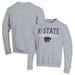 Men's Champion Heather Gray Kansas State Wildcats Stack Logo Volleyball Powerblend Pullover Sweatshirt