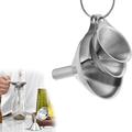 Stainless Steel Small Funnels Strainer with Metal Long Handle Tools No Spilling Kitchen Funnels for Spices Flask (Silver) 3 Pcs