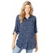 Plus Size Women's Utility Button Down Shirt by Woman Within in Navy Floral (Size 26/28)