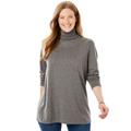 Plus Size Women's Perfect Long-Sleeve Turtleneck Tee by Woman Within in Medium Heather Grey (Size 2X) Shirt