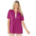 Plus Size Women's 7-Day Layer-Look Elbow-Sleeve Tee by Woman Within in Raspberry (Size 34/36) Shirt