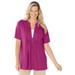 Plus Size Women's 7-Day Layer-Look Elbow-Sleeve Tee by Woman Within in Raspberry (Size 34/36) Shirt