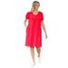 Plus Size Women's Perfect Short-Sleeve V-Neck Tee Dress by Woman Within in Vivid Red (Size 4X)