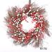 The Holiday Aisle® 24" Winter Christmas Front Door Sunburst Wreath, Pearl White Red Berry Pinecone Wreath /Twig in Brown/Red/White | Wayfair