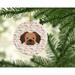 The Holiday Aisle® Tibetan Spaniel Merry Christmas Hanging Figurine Ornament /Porcelain in Brown/Pink/White | 2.8 H x 2.8 W x 0.15 D in | Wayfair