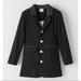 Zara Jackets & Coats | Black Leather Trim Blazer | Color: Black/Gold | Size: 13-14 Years