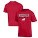 Men's Champion Red Wisconsin Badgers Stack Logo Hockey Powerblend T-Shirt