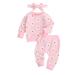 Bagilaanoe 3Pcs Newborn Baby Baby Girl Boy Long Pants Set Floral Print Long Sleeve Pullover Tops + Trousers + Headband 6M 9M 12M 18M Infant Casual Outfits